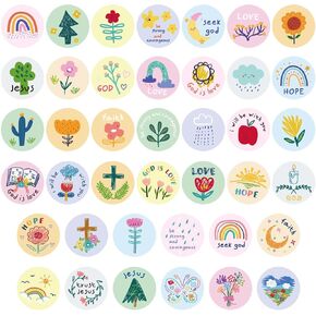 600pcs ملصقات دينية مسيحية للأطفال ، 0.98 بملصقات إيمان مسيحي ذاتي اللصق ملصقات عيد الفصح المسيحية اللطيفة ملصقات يسوع الديني للحرف الفنية (نمط الشكل)