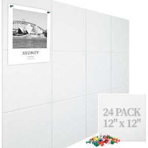 لوحة كبيرة من Cork Board Post Wall Wall 24 Pack ، 70 "x47" لوحة دبوس Bulletin Board مع 48 علامات تبويب لاصق قابلة للإزالة آمنة ، 60 دبابيس الدفع ، لوحة الفلين البديلة لجدران مكتب منزلي ، أبيض