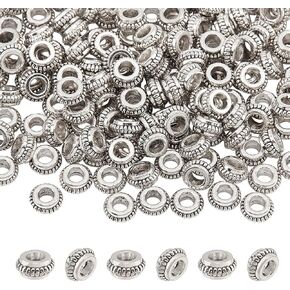 DICOSMETIC 200Pcs Flower Spacer Beads Tibetan Style Alloy Beads 7.5mm Silver Daisy Flower Rondelle Beads Small Loose Beads Spacer for Jewelry Making, Hole: 3mm
