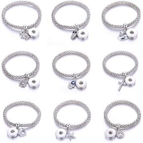 6pcs سوار Snap للنساء تناسب DIY 18 مم SNAP مجوهرات الأزرار مرنة الأزرار السوار المجوهرات
