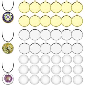 40Pcs Round Blank Bezel Pendant Trays,DIY Round Pendant Tray Bezel Blanks Setting Cabochon Blank Base with 40Pcs glass cabochon for Jewelry Making,Crafting Photo,Earring,Necklace,Pendant Making