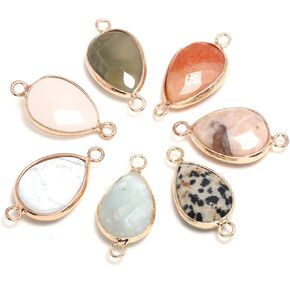 10pcs Natural Stone Quartz Agate Amazonite Connectors Pearl Links Jewelry Connectors Charms DIY for Necklace or Jewelry Making（10pcs）