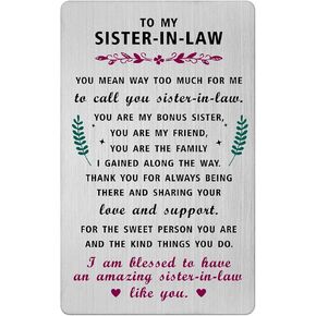 Mother's Day Card for Sister In Law - Gifts for My Sister-In-Law Birthday Wedding Easter Graduation Christmas Card