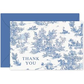 Whaline 24 Pack White White Thank You Cards with Occants Stickers Vintage Farmhouse Gransing Cards Chinoiserie Note Note Proos for Birthday Baby Shower Party Supplies