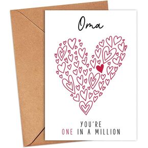 Yanashop88 Oma You're One In A Million Card - Oma Birthday Card - Thank You Greeting Card - Card For Her - Anniversary Card - Mother's Day Card - Thank You Card - I Love You Oma Card