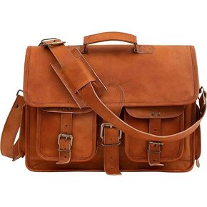 Shy Shy Let's Touch The Sky Leather briefcase laptop bag messenger satchel 11 Inch best Handmade Leather bag, Brown, Large