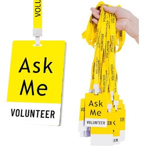 25 Sets PVC Volunteer Badge lanyards and Plastic Pass Cards,Perfect for School Volunteer,Breakaway Concerts Volunteer, Fundraising, ensuring a and Functional Solution for Event Organizers.