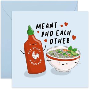 CENTRAL 23 Cute Anniversary Love Card for Him Men - Meant Pho Each Other - Funny Valentines Day Card for Husband Wife - Love Greeting Cards For Her Girlfriend Boyfriend - Comes with Fun Stickers