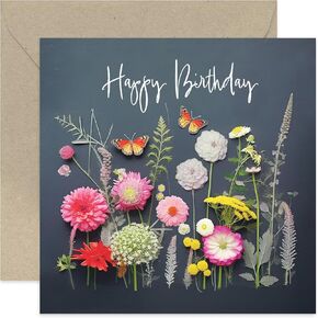 Old English Co. Flower Birthday Card for Her - Flower Photograph Artwork Greeting Card - Sweet Floral Birthday Card for Female Friend | Blank Inside