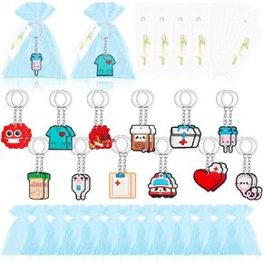 Denylo Pro 12 Sets Home Prisonivation Gifts لطيف ممرضة سلاسل المفاتيح شكرًا لك على علامات Pink Organza Bags Function Sulk Pursing Excalsories للممرضات في الأسبوع لطلاب التمريض اللوازم المدرسية للمستشفيات المدرسية