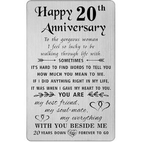 هدايا بطاقات زواج سعيدة في Tanwih Happy 20th Wedding Card Homples بالنسبة له ، ودخل بطاقات الذكرى السنوية 20 للرجال ، ومحفظة معدنية محفورة إدراج