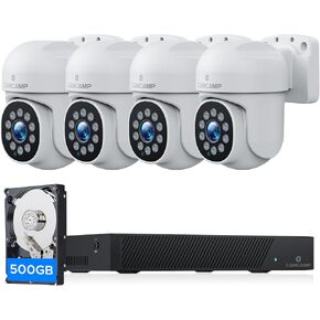 CAMCAMP 5MP 8CH Home Security Camera System, 4pcs Wired 5MP PoE Cameras for Home Security Outdoors, Auto Tracking, 2-Way Audio, Color Night Vision, 4K 8CH NVR with 3TB HDD for 24/7 Recording