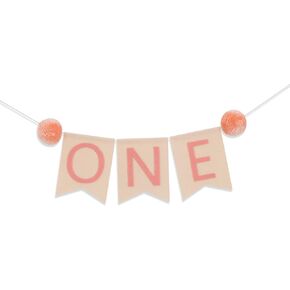 Baby First Birthday Feld Banner - السنة الأولى للأطفال وديكور غرفة نوم الأطفال ، كرسي مرتفع ، زخرفة حفلة عيد ميلاد ، لافتة مربعة Felt Name مع Pompoms