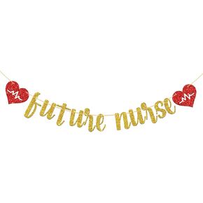 Webenison Future Nurse Banner/Congrats Party Party Banner/School School Nurse Party Decorations Gold Glitter