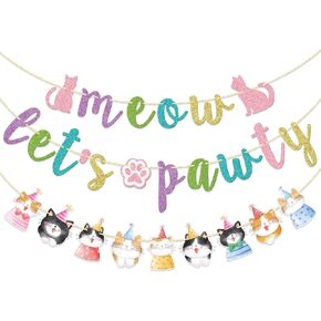 BOOGIE BEAR CAT تحت عنوان شعار الحفلات ، لافتة عيد ميلاد القط قبل المترونغ ، زخرفة حفل القط ، إكليل ذات طابع القطط ، زخارف عيد ميلاد القط ، بريق ملون