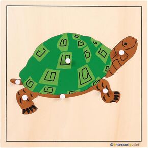 Montessori Wooden Turtle Guzzle للأطفال الذين تتراوح أعمارهم بين 3-6 سنوات-لعبة فرز الشكل التعليمي للتعلم في مرحلة ما قبل المدرسة ، والمهارات الحركية الدقيقة وحل المشكلات | ألغاز طفل آمن للمنزل والفصول الدراسية (7 قطع)