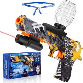 Gel Ball Blaster Gun Automatic with Sight, Electric Top-Loading Gel Ball Splatter Blaster Gun for Enhanced Aiming, Splat Water Drop Gun for Outdoor Activities Team Shooting Games, Ages 15+ (Yellow)