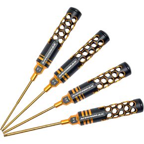 AM Arrowmax Hex Shex Settivers for RC - مجموعات أدوات هواية لسيارة RC والقارب والكويدكوبتر والمروحية وأكثر - 4 أجهزة كمبيوتر (1.5 مم ، 2 مم ، 2.5 مم ، 3 مم) مجموعة مفكية مسدس