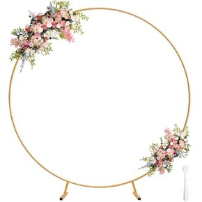 Chamvis Round Backdrop Stand, Gold Hexagon Round Wedding Arch Stand Plant Support Stand Garden Arbors: for Wedding Birthday Photo Background