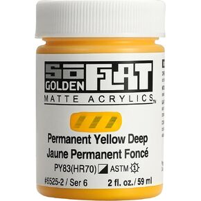 Soflat Matte Acrylics بواسطة Golden ، Derty Yellow Deep ، 2 Fl. أوز. جرة ، طلاء أكريليك محترف ، شبه مفتوح