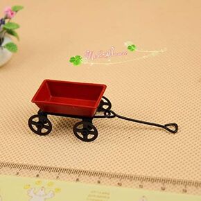 1/12 Scale Dollhouse Miniature Metal Little Red Wagon Kids Decor