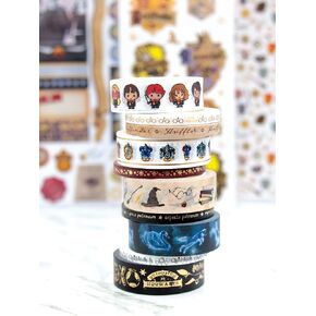 Paper House Productions Harry Potter Foil Accent 10 قطعة مروحة مفضلة حزمة شريط Washi مع لفات 5 15 مم و 5 5 مم لفات