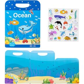 3D Oceans ملصق كتاب للأطفال الصغار لطيف شارات منتفخة تعلم كتاب هادئ للأطفال ملصقات تعليمية حسية قابلة للإزالة