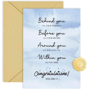 Graduation Card for College or High School, Congratulations Graduate Card with Envelope & Stickers, Congrats Grad Gift for Him or Her