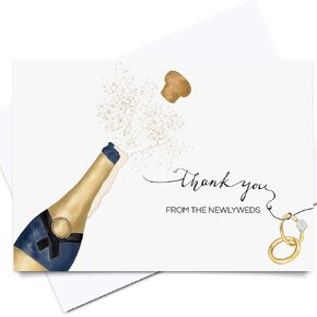 Heather & Willow 50 Wedding Thank You Cards from the New Mr and Mrs | 4x6 Bulk Thank You Cards with Envelopes | Grateful Notes Bridal Shower and Baby Shower