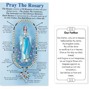 How to Pray the Rosary Glossy Instruction Card with Our Father Prayer Card