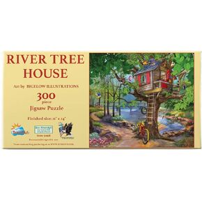 SUNSOUT INC - River Tree House - 300 pc Jigsaw Puzzle by Artist: Bigelow Illustrations - Finished Size 21" x 24" - MPN# 31968