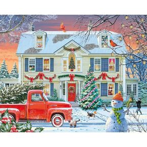 White Mountain Home For The Holidays Christmas Puzzles 1000 Pieces Winter Puzzle for Adults and Family