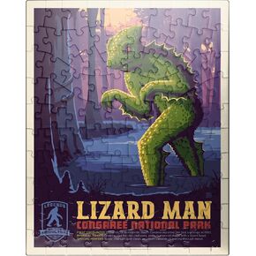 MyPuzzle Legends of the National Parks: Congaree's Lizard Man ، Pintage Poster - Premium 1000 Piece Jigsaw Puzzle للبالغين