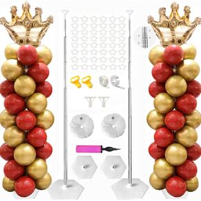 Balloon Column Stand Kit, Set of 2, 7 Feet Height Adjustable Balloon Arch Kit, Metal Telescopic Pillar Balloon Tower for Party Decoration, Wedding, Birthday