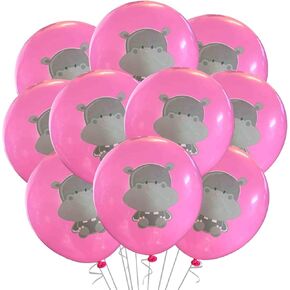 بالونات Hippopotamus Pink Latex 12 Count ، كرتون Hippo Birthday Decoration ، حفلات فرس النهر الفتيات ، البالونات اللطيفة للفرسان ، الحجم القياسي 12 بوصة (وردي)