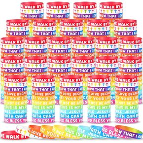 Cunno 200 PCS Bible Bible Beselets Bracelets Braclets Bulk Denical Rubber Bracelets Bracelets Bracelets يسوع معصم السيليكون الملهمة بأقوال تحفيزية للبالغين الهدايا