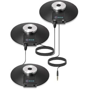 ECS Wordforum 3.5mm TRRS 4 قطب جبس مكبر صوت استريو - يتضمن اثنين (2) Wordform 3.5mm TRS Stereo 360 ° Microphones Omnidirectional Conference - تسجيلات للاجتماعات
