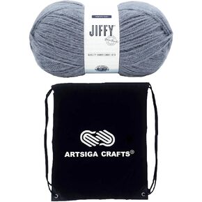 Lion Brand Jiffy Coastal 451-109AD (1-Skein - Same Dye Lot) Chunky Bulky #5 Acrylic Yarn for Crocheting and Knitting with Project Bag