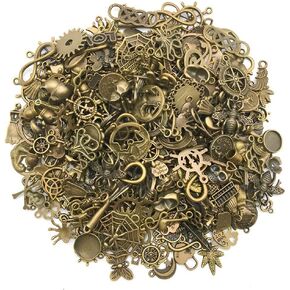 youdiyla 150pcs قلادة قلادة سميك سميني قديمة صنع أقراط أسطوانات مفاتيح DIY قلادة تصميم مختلف لمجوهرات صنع الأساور (SN469)