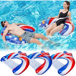3 Pack Pool Floats Chair Adult with Drink Holder, Inflatable Floating Pool Chairs for Adults Swimming Pool Party Lake River Summer Water Fun