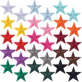 30 PCS Blue Star Iron on Patches ، Sew Sew Sewed On Star Patches ، بقع زين مطرزة للملابس ، الحقائب ، القبعات ، الجينز