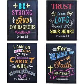 حزمة 4 قطع بقع آية الكتاب المقدس ، الأمثال 3: 5 | Philippians 4:13 | 2Corinthians 5: 7 | Joshua 1: 9 تصحيح عبارة الكتاب المقدس لتصحيح الأكياس الأكياس سترة تكتيكية