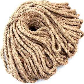164 Ft x 10 MM Natural Jute Twine, 3/8" Heavy Duty Hemp Rope, Best Jute Rope Cat Scratch Scratcher and Decoration, Strong Burlap Cord for DIY Crafts Gardening Hammock Home Decorating Gift Wrapping
