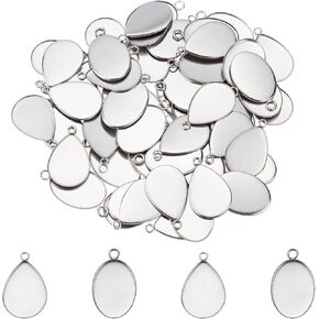 UniCraftale Pendant Rays - Teardrop و Oval Shapes ، صواني الإطار الفارغة ، إعدادات قلادة أساسية للأقراط ومجوهرات القلادة DIY