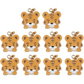 10pcs Drop Pendant Jewlery Jewelry Antique Charms Keychain Charms Statue Decor Diy Tiger Year Pendants Diy Tiger Head Charm Craft Making Accessories Cartoon Alloy Crafts