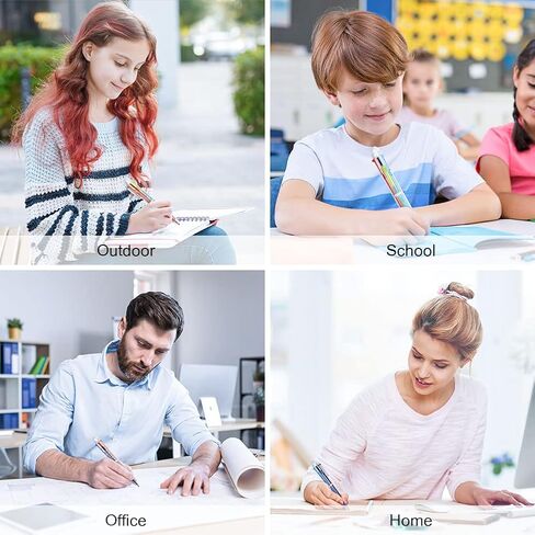 AUAUY 6 Pack Multicolor Ballpoint Pen, 6-in-1 Retractable Ballpoint Pens 0.5mm, 6-Colors Transparent Barrel Ballpoint Pen for Office School Supplies Students Children Gift in Saudi Arabia