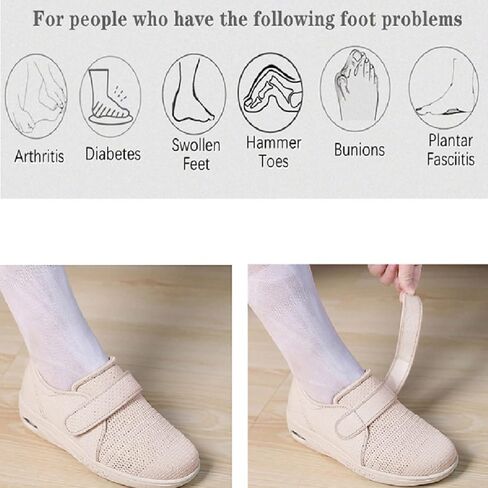 ZGDG Diabetic Shoes, Wide Width Adjustable Swollen Feet Walking Shoes for Women Edema Bunions Arthritis Plantar Fasciitis Hammertoe, Outdoor Indoor Non-Slip Sneakers in Kuwait