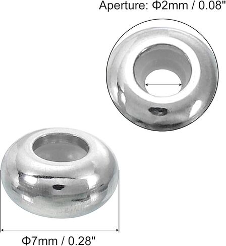 uxcell 20pcs 9mmx3mm Insert Rubber Stopper Position Spacer Beads, Stainless Steel Adjustable Slider Beads for Jewelry Bracelet Making Silver in Saudi Arabia