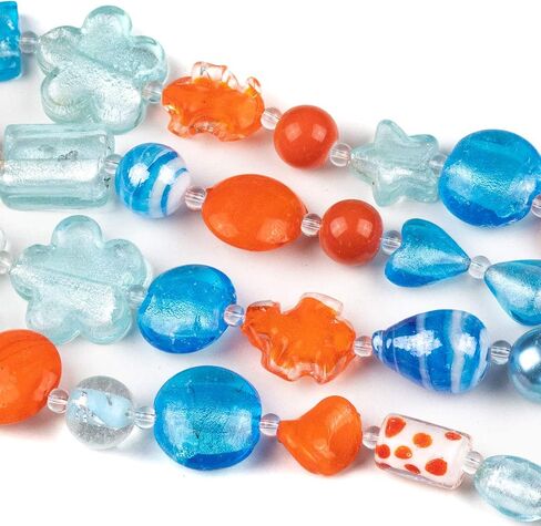 Cherry Blossom Beads Handmade Lampwork Glass – Vibrant Red Mix, 4 Assorted 8-Inch Strands – Perfect for Jewelry Crafting, Bulk Pack in Saudi Arabia