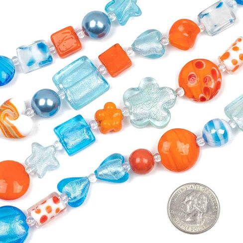 Cherry Blossom Beads Handmade Lampwork Glass – Vibrant Red Mix, 4 Assorted 8-Inch Strands – Perfect for Jewelry Crafting, Bulk Pack in Saudi Arabia